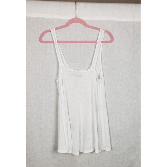 Lauren Moshi White Slub Tank Top Large Colorful Eagle Headdress Graphic Summer - Picture 2 of 8